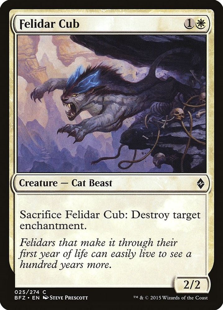 2015 Magic: The Gathering: Battle for Zendikar (BFZ) - Felidar Cub (#25, Common)