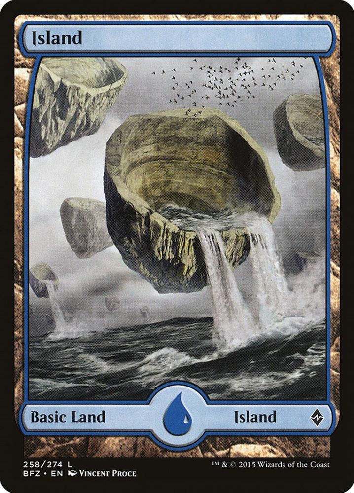 2015 Magic: The Gathering: Battle for Zendikar (BFZ) - Island 258 Full Art (#258, Land) (, Near Mint)