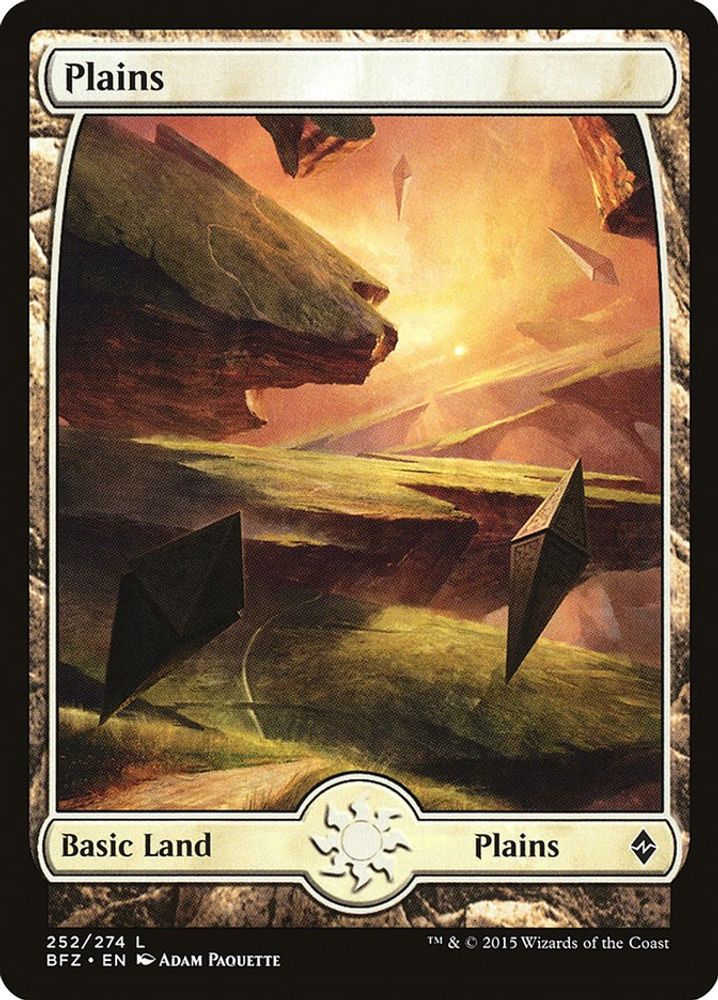 2015 Magic: The Gathering: Battle for Zendikar (BFZ) - Plains 252 Full Art (#252, Land) (, Near Mint)