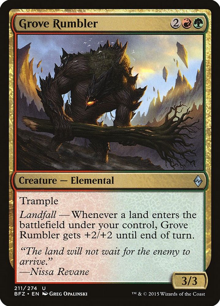 2015 Magic: The Gathering: Battle for Zendikar (BFZ) - Grove Rumbler (#211, Uncommon) (, Near Mint)
