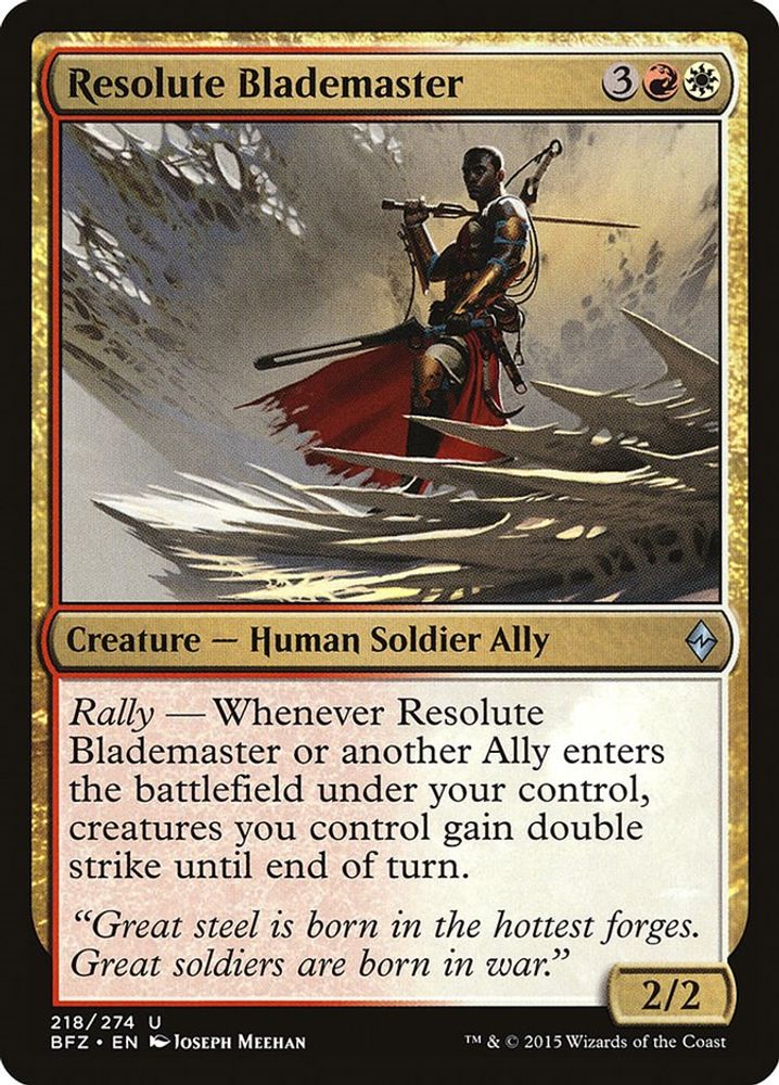 2015 Magic: The Gathering: Battle for Zendikar (BFZ) - Resolute Blademaster (#218, Uncommon) (, Near Mint)