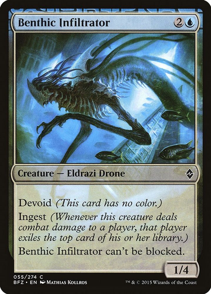 2015 Magic: The Gathering: Battle for Zendikar (BFZ) - Benthic Infiltrator (#55, Common) (, Near Mint)