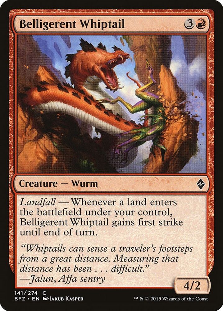 2015 Magic: The Gathering: Battle for Zendikar (BFZ) - Belligerent Whiptail (#141, Common) (, Near Mint)