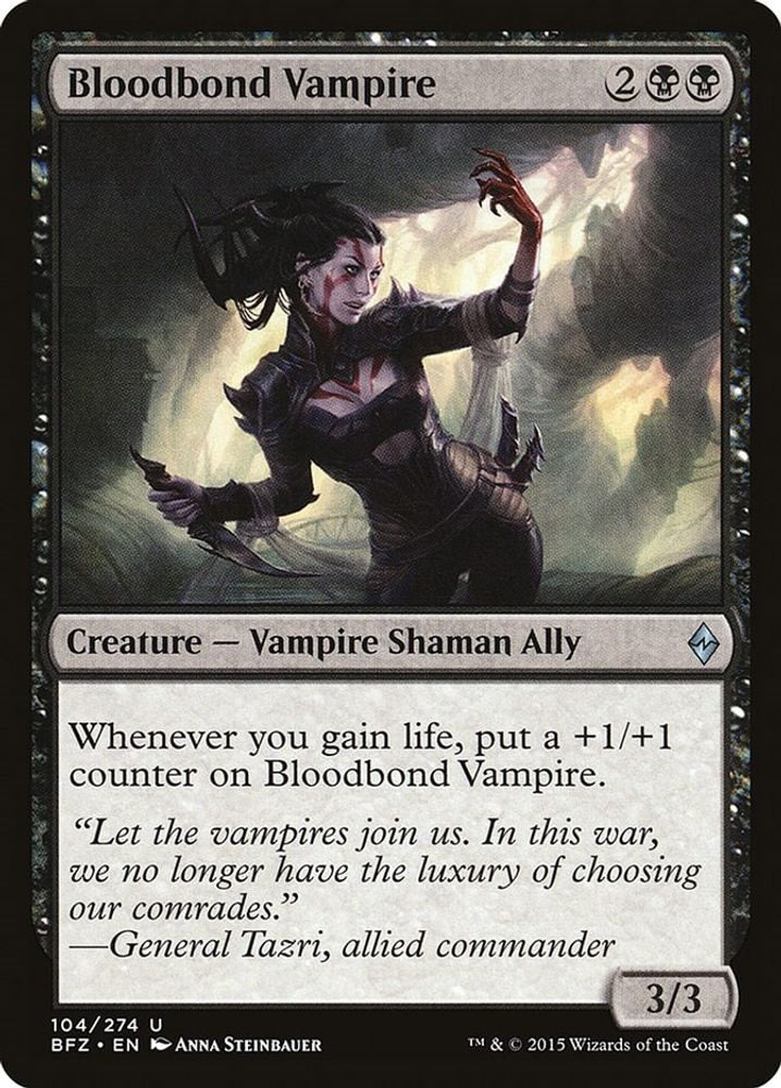 2015 Magic: The Gathering: Battle for Zendikar (BFZ) - Bloodbond Vampire (#104, Uncommon) (, Near Mint)