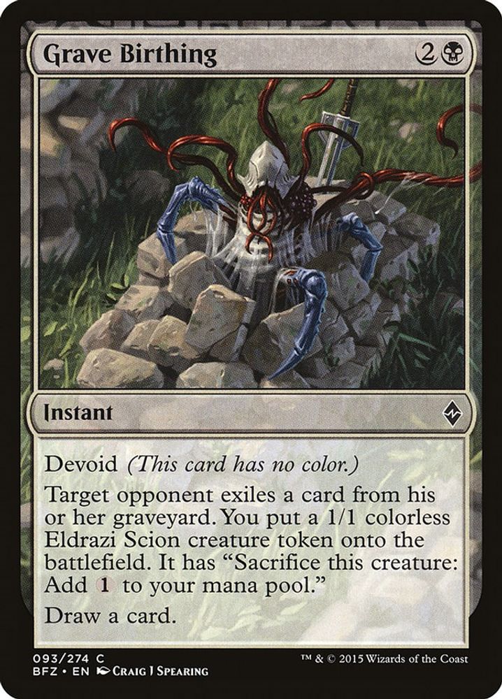 2015 Magic: The Gathering: Battle for Zendikar (BFZ) - Grave Birthing (#93, Common) (, Near Mint)