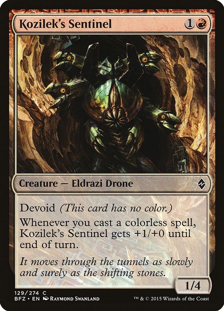 2015 Magic: The Gathering: Battle for Zendikar (BFZ) - Kozileks Sentinel (#129, Common) (, Near Mint)