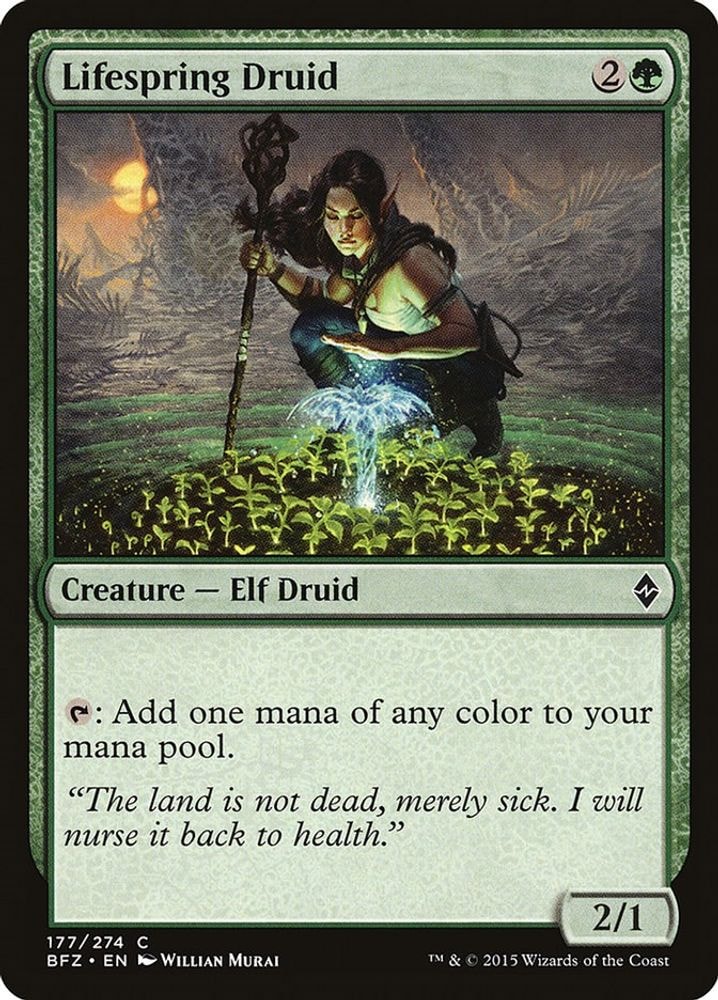 2015 Magic: The Gathering: Battle for Zendikar (BFZ) - Lifespring Druid (#177, Common) (, Near Mint)