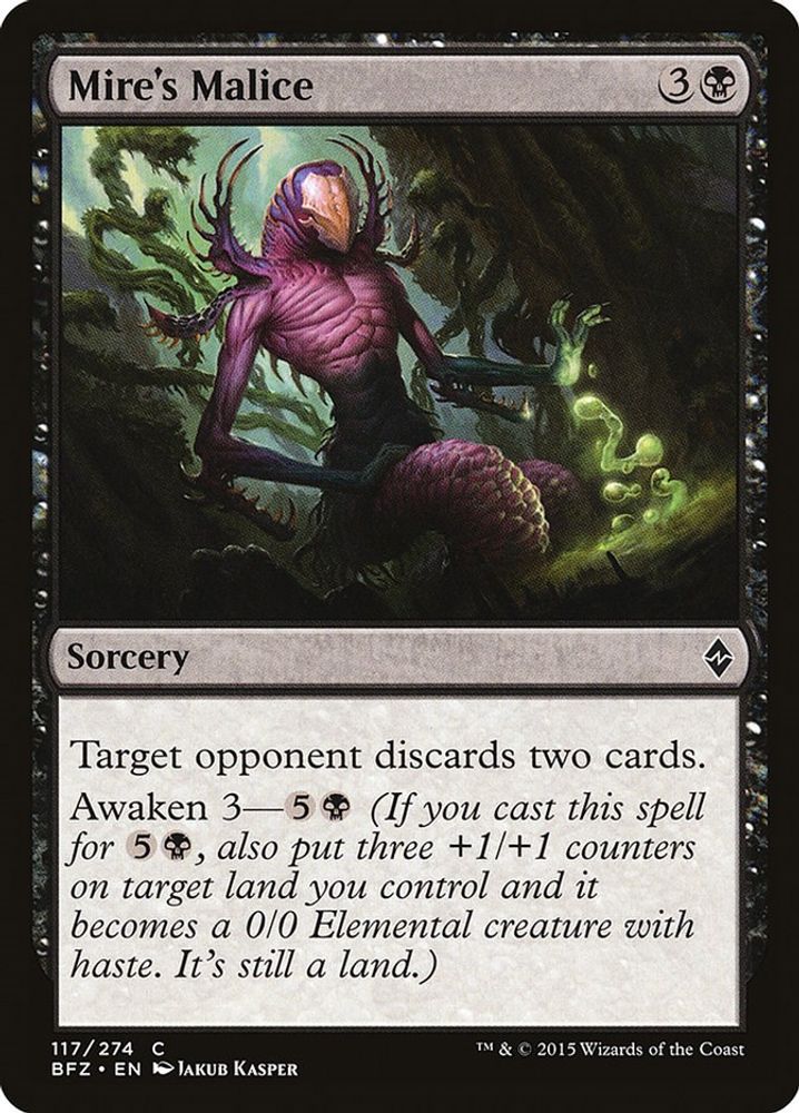 2015 Magic: The Gathering: Battle for Zendikar (BFZ) - Mires Malice (#117, Common) (, Near Mint)