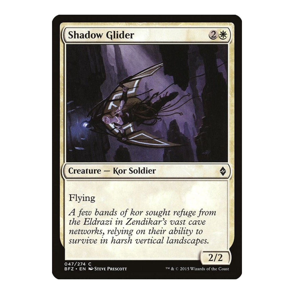 2015 Magic: The Gathering: Battle for Zendikar (BFZ) - Shadow Glider (#47, Common) (, Near Mint)