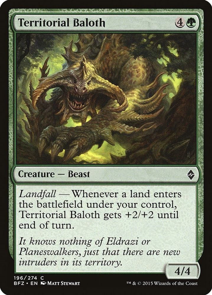 2015 Magic: The Gathering: Battle for Zendikar (BFZ) - Territorial Baloth (#196, Common) (, Near Mint)