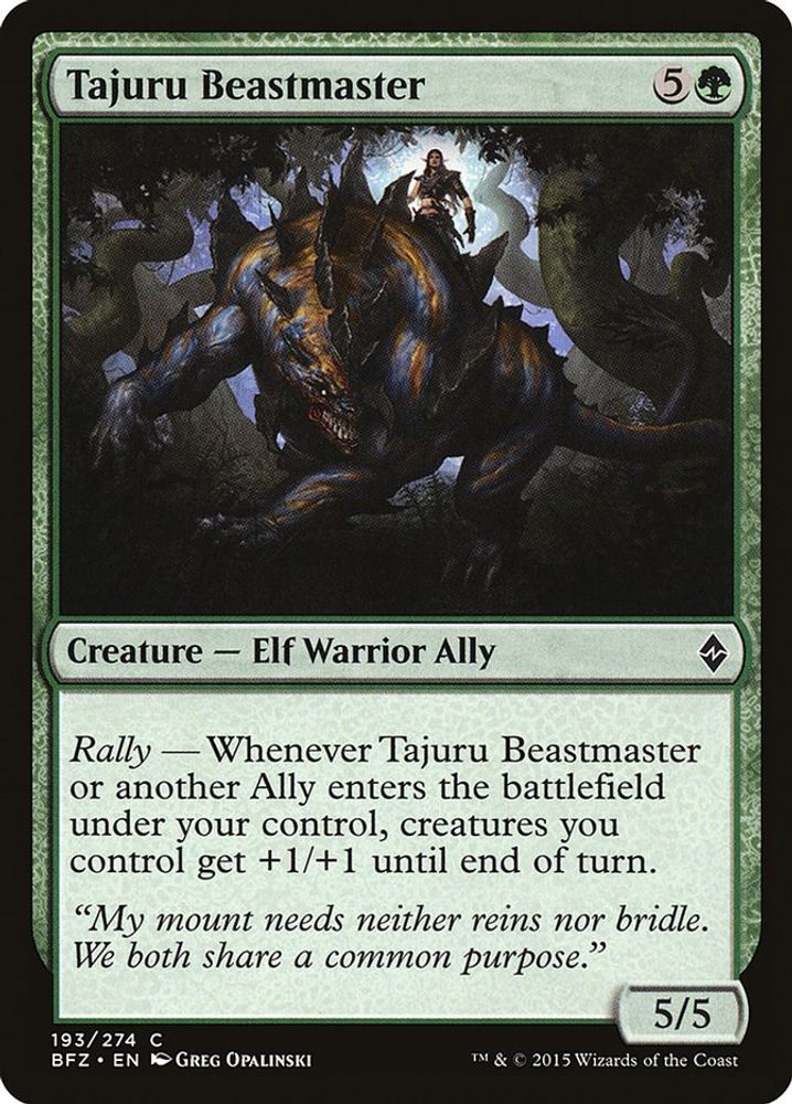 2015 Magic: The Gathering: Battle for Zendikar (BFZ) - Tajuru Beastmaster (#193, Common) (, Near Mint)