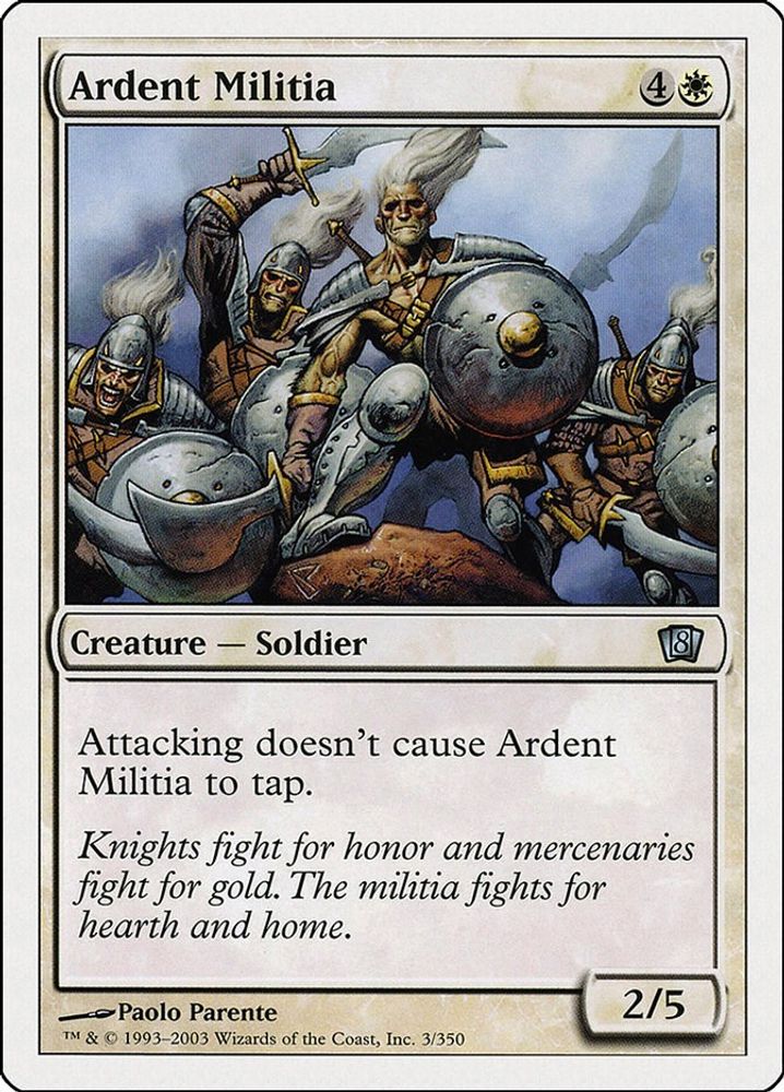 2003 Magic: The Gathering: 8th Edition (8ED) - Ardent Militia (#3★, Uncommon) (, Near Mint)