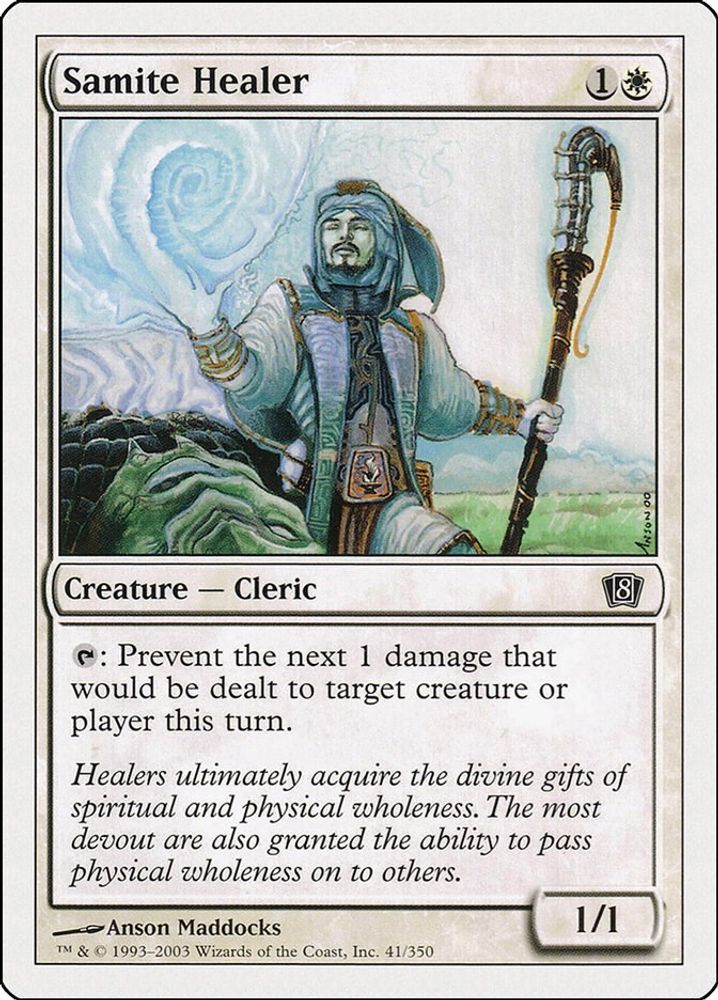 2003 Magic: The Gathering: 8th Edition (8ED) - Samite Healer (#41★, Common) (, Near Mint)