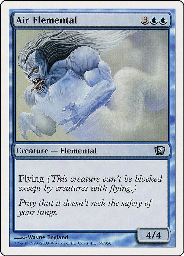 2003 Magic: The Gathering: 8th Edition (8ED) - Air Elemental (#59★, Uncommon) (, Near Mint)