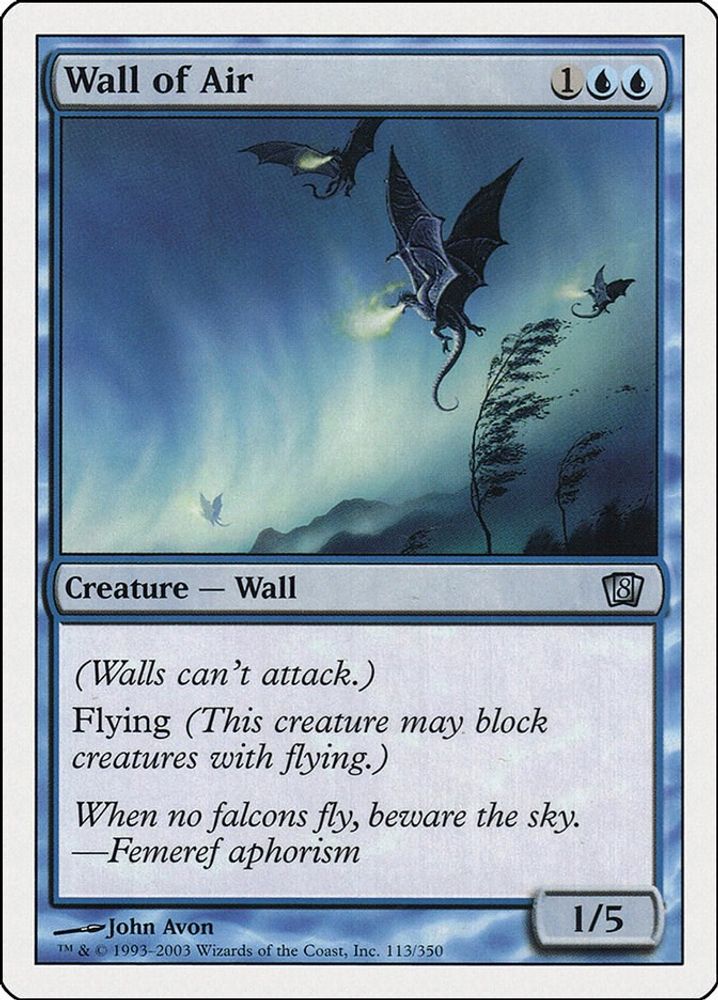 2003 Magic: The Gathering: 8th Edition (8ED) - Wall of Air (#113★, Uncommon) (, Near Mint)
