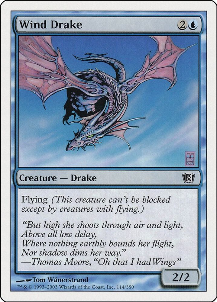 2003 Magic: The Gathering: 8th Edition (8ED) - Wind Drake (#114★, Common) (, Near Mint)