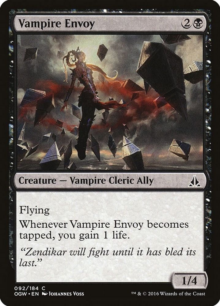2016 Magic: The Gathering: Oath of the Gatewatch (OGW) - Vampire Envoy (#92, Common) (, Near Mint)