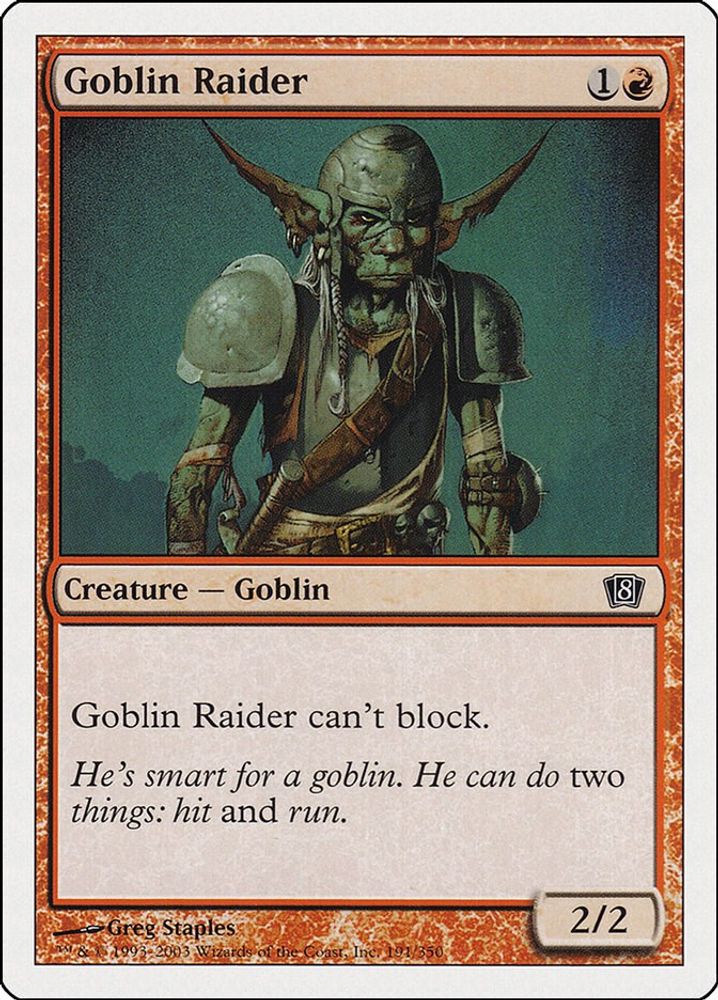 2003 Magic: The Gathering: 8th Edition (8ED) - Goblin Raider (#191★, Common) (, Near Mint)