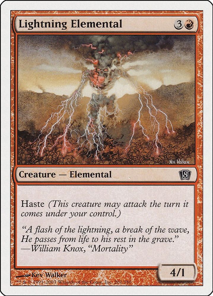 2003 Magic: The Gathering: 8th Edition (8ED) - Lightning Elemental (#201★, Common) (, Near Mint)