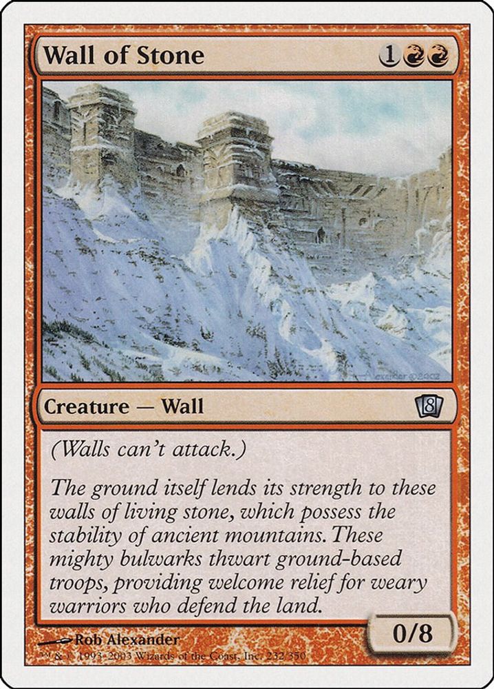 2003 Magic: The Gathering: 8th Edition (8ED) - Wall of Stone (#232★, Uncommon) (, Near Mint)