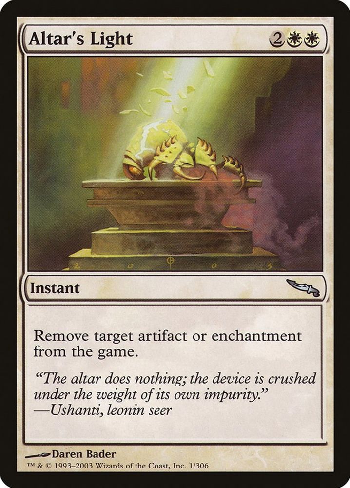 2003 Magic: The Gathering: Mirrodin (MRD) - Altars Light (#1, Uncommon) (, Near Mint)