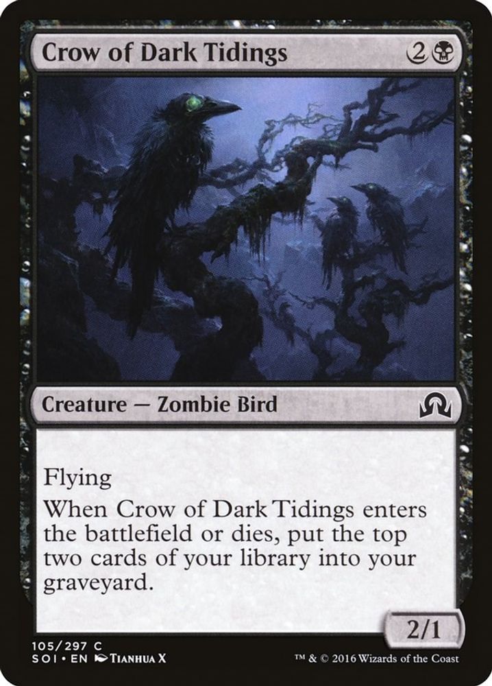 2016 Magic: The Gathering: Shadows over Innistrad (SOI) - Crow of Dark Tidings (#105, Common) (, Near Mint)
