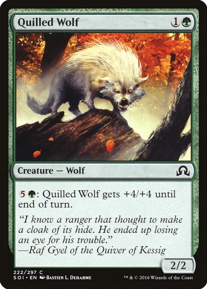 2016 Magic: The Gathering: Shadows over Innistrad (SOI) - Quilled Wolf (#222, Common) (, Near Mint)