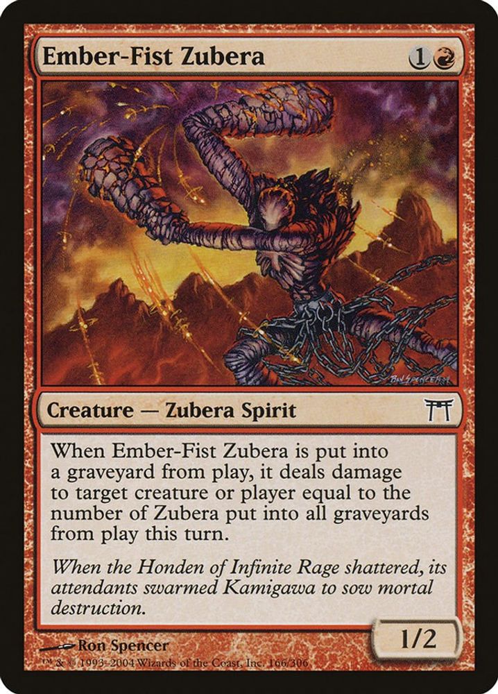 2004 Magic: The Gathering: Champions of Kamigawa (CHK) - Ember Fist Zubera (#166, Common) (, Near Mint)