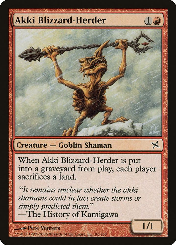 2005 Magic: The Gathering: Betrayers of Kamigawa (BOK) - Akki Blizzard Herder (#91, Common) (, Near Mint)