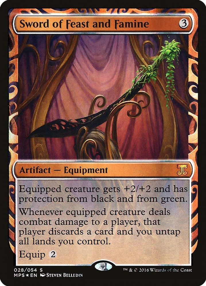 2016 Magic: The Gathering: Masterpiece Series: Kaladesh Inventions (MPS) - Sword of Feast and Famine (#28, Mythic Rare) (Foil, Damaged)