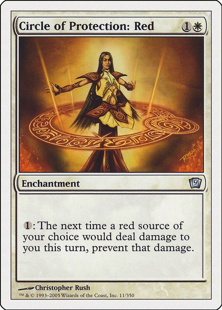 2005 Magic: The Gathering: 9th Edition (9ED) - Circle of Protection Red (#11★, Uncommon) (, Near Mint)
