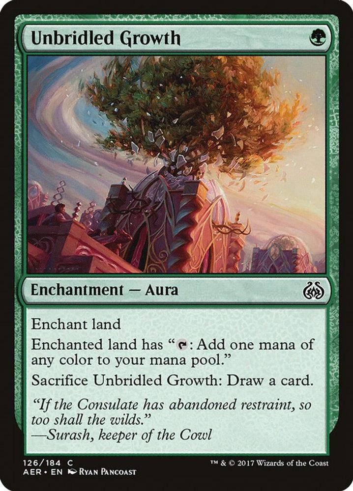 2017 Magic: The Gathering: Aether Revolt (AER) - Unbridled Growth (#126, Common) (, Near Mint)