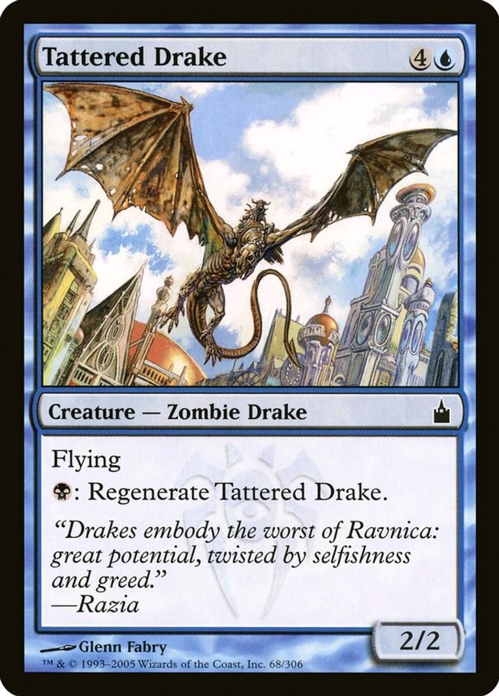 2005 Magic: The Gathering: Ravnica: City of Guilds (RAV) - Tattered Drake (#68, Common) (, Near Mint)