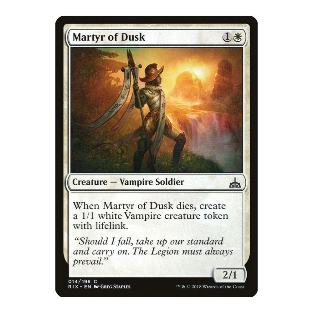 2018 Magic: The Gathering: Rivals of Ixalan (RIX) - Martyr of Dusk (#14, Common) (, Near Mint)