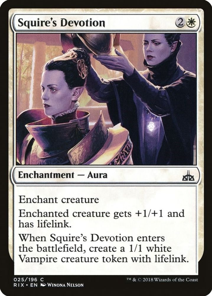 2018 Magic: The Gathering: Rivals of Ixalan (RIX) - Squires Devotion (#25, Common) (, Near Mint)