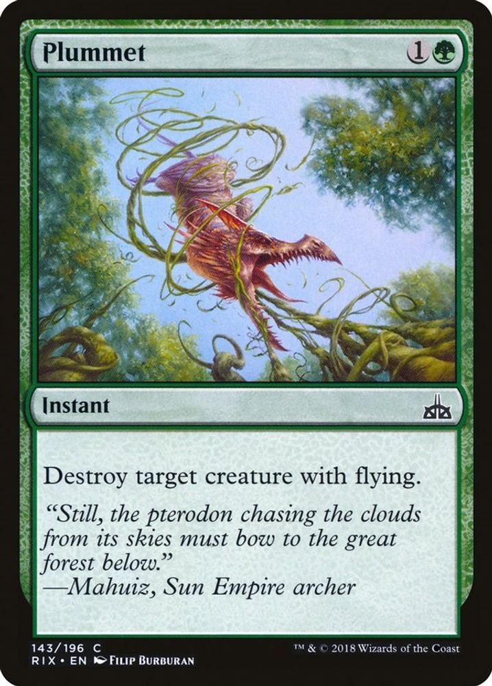 2018 Magic: The Gathering: Rivals of Ixalan (RIX) - Plummet (#143, Common) (, Near Mint)