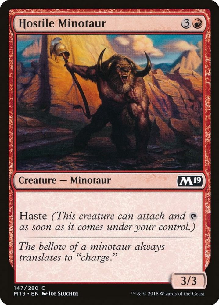 2018 Magic: The Gathering: Core Set 2019 (M19) - Hostile Minotaur (#147, Common) (, Near Mint)