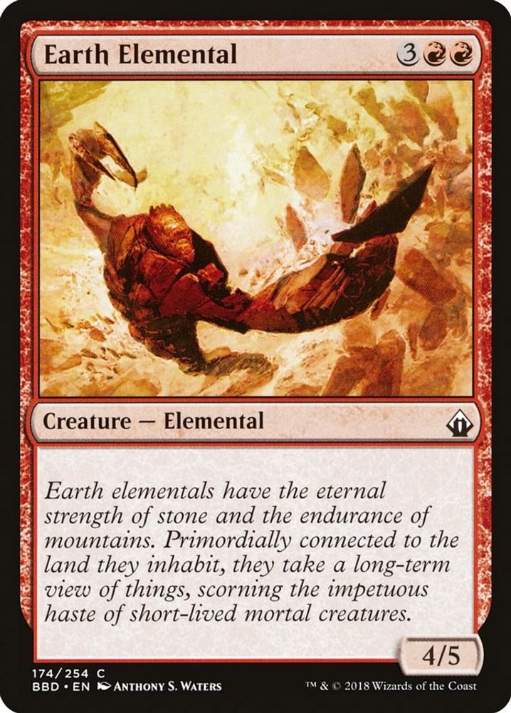 2018 Magic: The Gathering: Battlebond (BBD) - Earth Elemental (#174, Common) (, Near Mint)