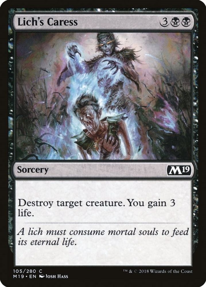 2018 Magic: The Gathering: Core Set 2019 (M19) - Lichs Caress (#105, Common) (, Near Mint)