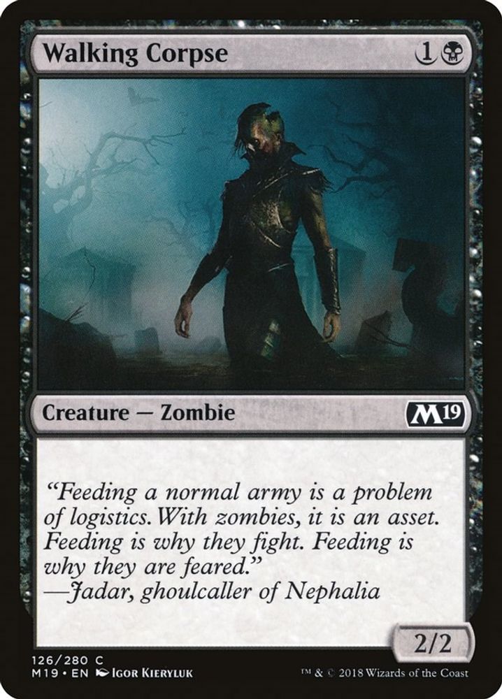 2018 Magic: The Gathering: Core Set 2019 (M19) - Walking Corpse (#126, Common) (, Near Mint)