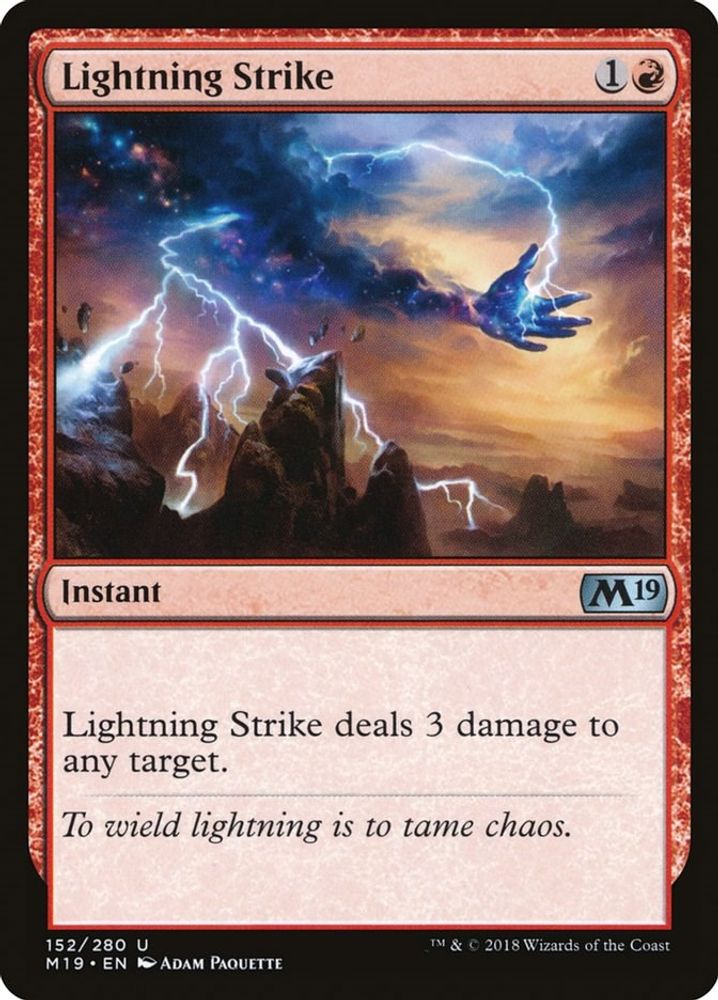 2018 Magic: The Gathering: Core Set 2019 (M19) - Lightning Strike (#152, Uncommon) (, Near Mint)