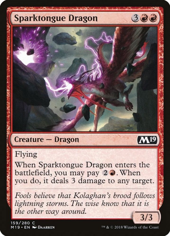 2018 Magic: The Gathering: Core Set 2019 (M19) - Sparktongue Dragon (#159, Common) (, Near Mint)