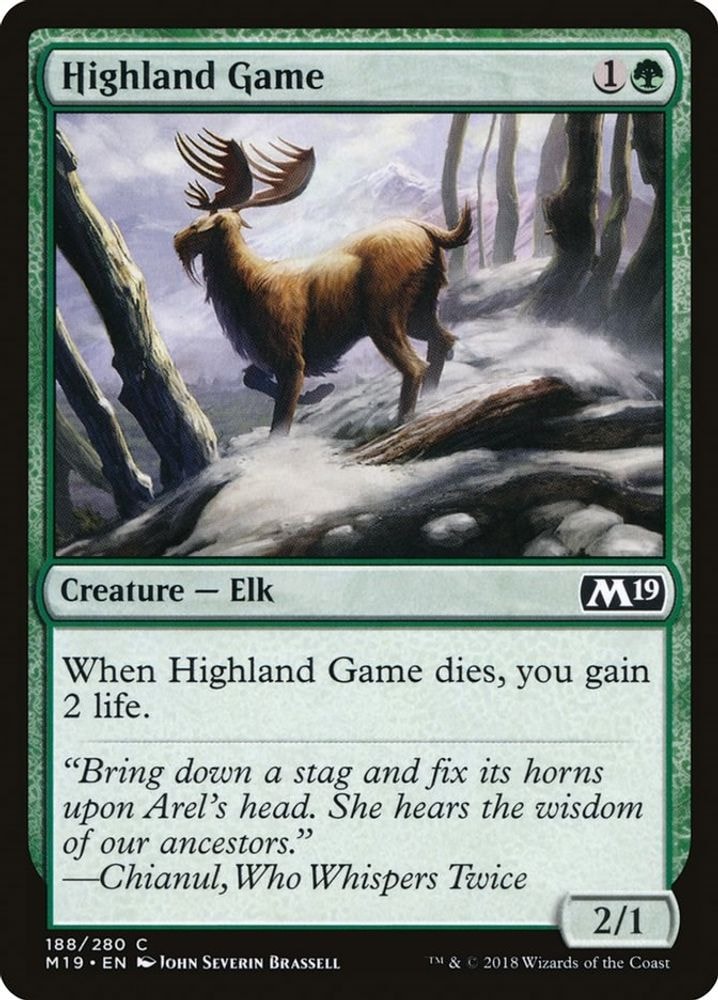 2018 Magic: The Gathering: Core Set 2019 (M19) - Highland Game (#188, Common) (, Near Mint)