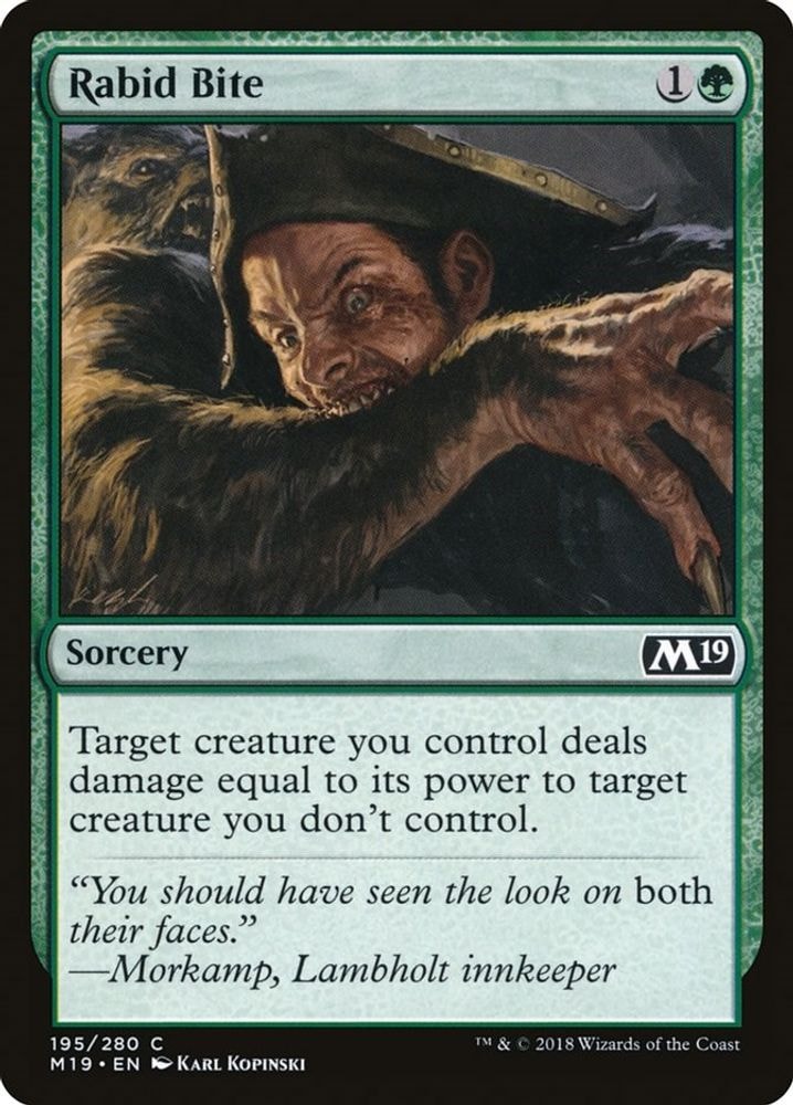 2018 Magic: The Gathering: Core Set 2019 (M19) - Rabid Bite (#195, Common) (, Near Mint)
