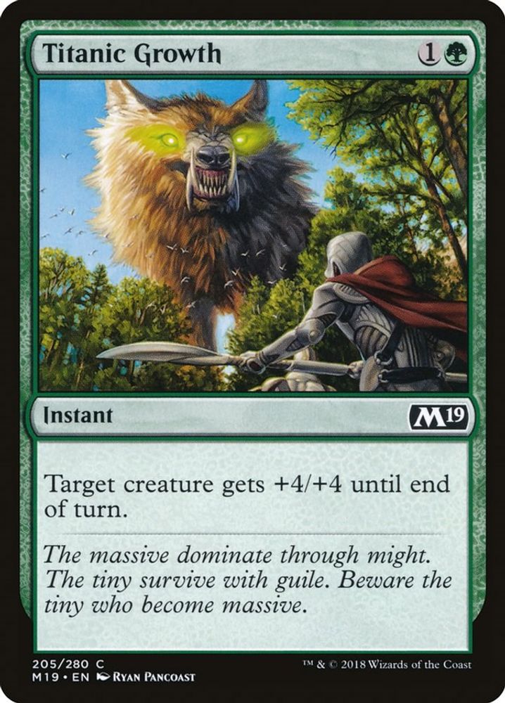 2018 Magic: The Gathering: Core Set 2019 (M19) - Titanic Growth (#205, Common) (, Near Mint)