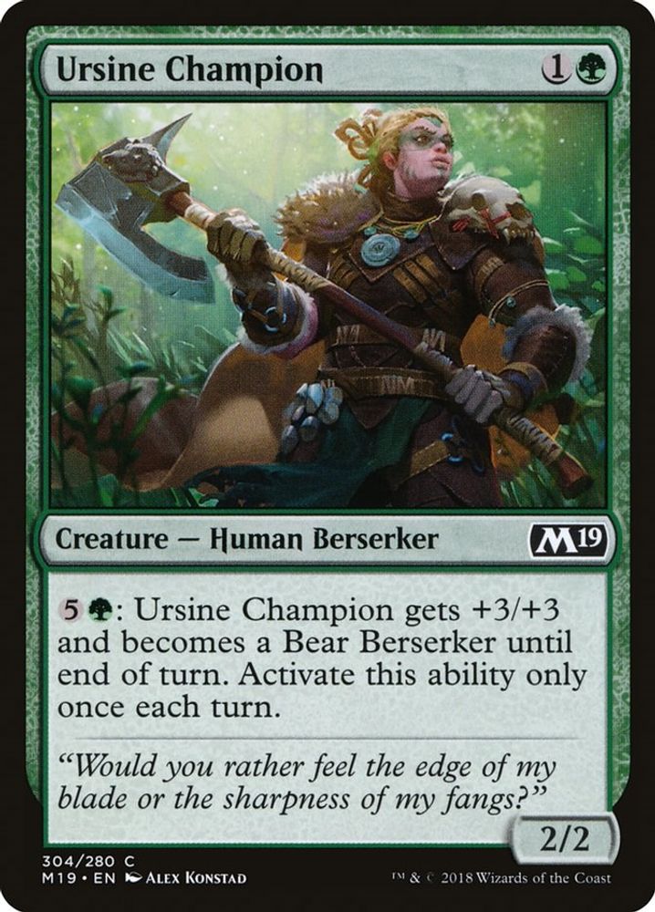 2018 Magic: The Gathering: Core Set 2019 (M19) - Ursine Champion (#304, Common) (, Near Mint)