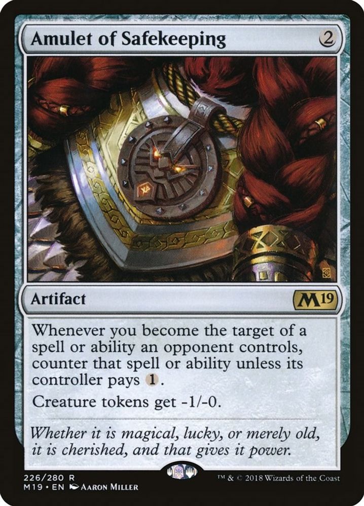 2018 Magic: The Gathering: Core Set 2019 (M19) - Amulet of Safekeeping (#226, Rare) (, Near Mint)