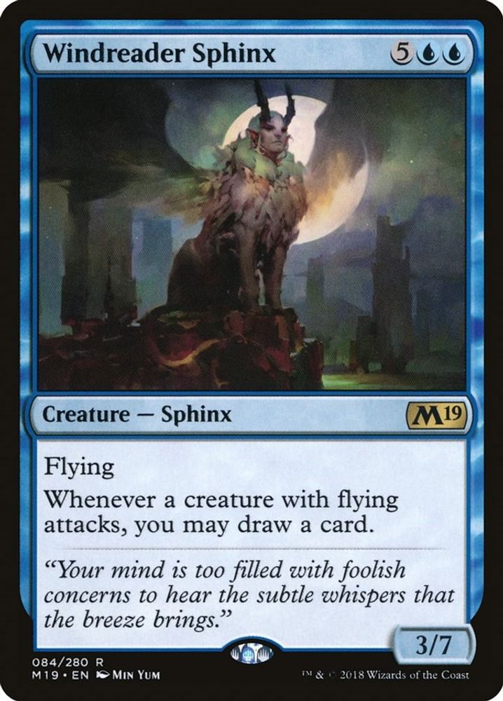2018 Magic: The Gathering: Core Set 2019 (M19) - Windreader Sphinx (#84, Rare) (, Near Mint)