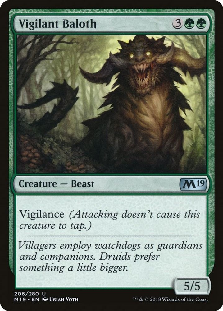 2018 Magic: The Gathering: Core Set 2019 (M19) - Vigilant Baloth (#206, Uncommon) (, Near Mint)