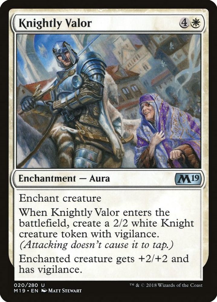 2018 Magic: The Gathering: Core Set 2019 (M19) - Knightly Valor (#20, Uncommon) (, Near Mint)